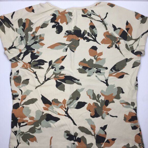 Set 2 Bossini Ladies T-Shirts Cap Sleeves White Camo Brown Green Spring Size 11 - Picture 4 of 13